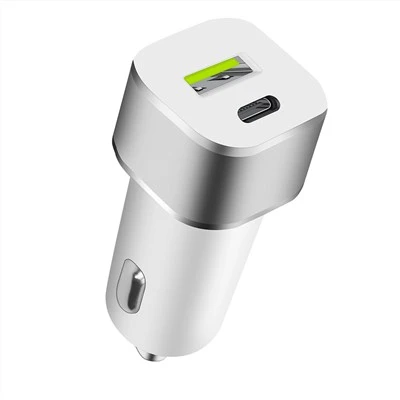 Рожевий автомобільний зарядний пристрій із двома портами USB 5 В 2 А